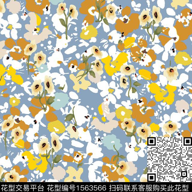 满版散花小碎花花卉数码印花华亿平台下载（图片编号: 1563566） - 瓦栏（Walan）