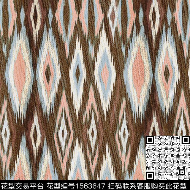 几何纹理民族风数码印花华亿平台下载（图片编号: 1563647） - 瓦栏（Walan）