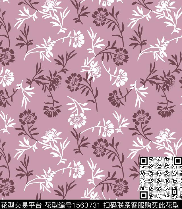 满版散花小碎花花卉传统印花华亿平台下载（图片编号: 1563731） - 瓦栏（Walan）
