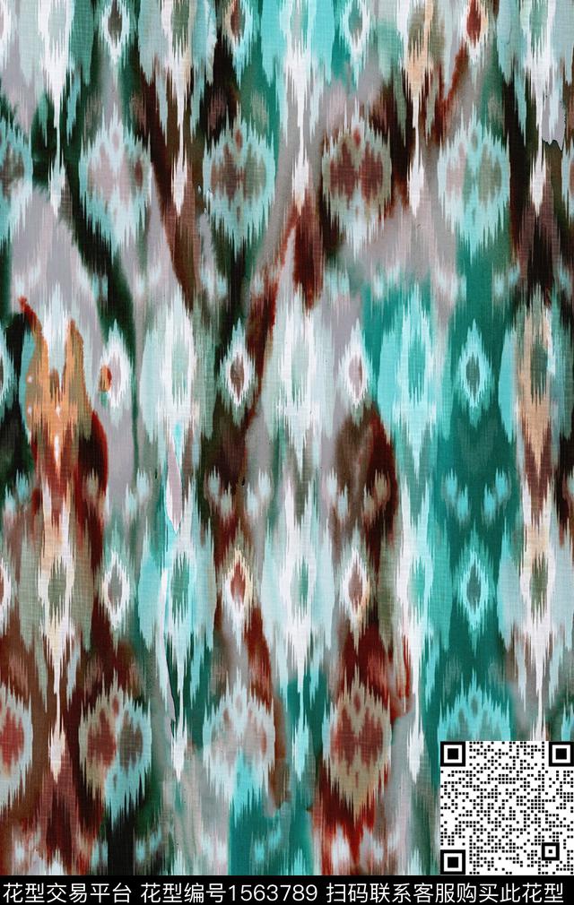 民族风抽象中老年女装数码印花华亿平台下载（图片编号: 1563789） - 瓦栏（Walan）
