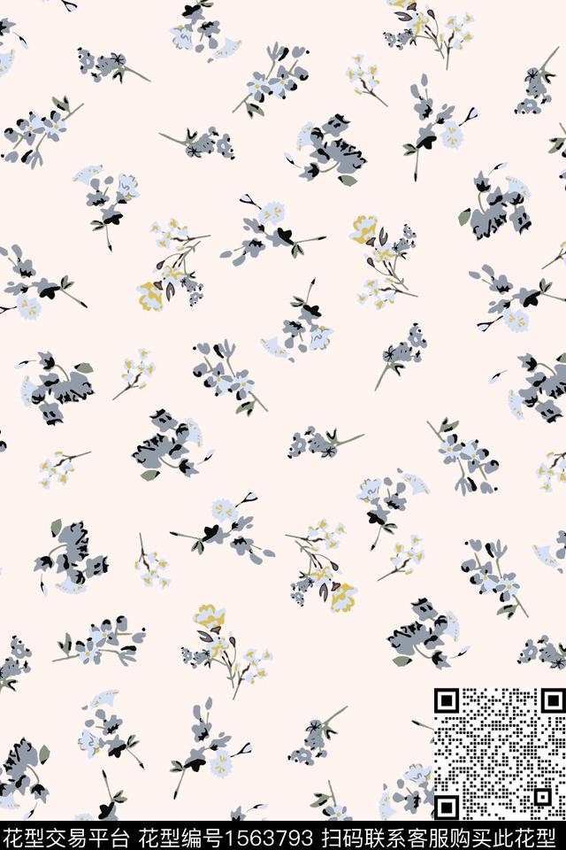满版散花小碎花年轻女性数码印花华亿平台下载（图片编号: 1563793） - 瓦栏（Walan）