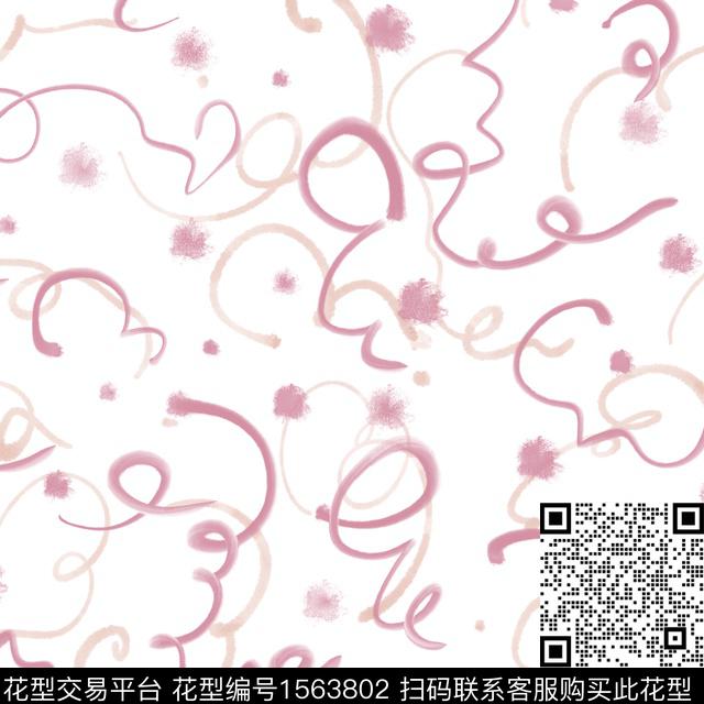 线条画抽象条纹数码印花华亿平台下载（图片编号: 1563802） - 瓦栏（Walan）