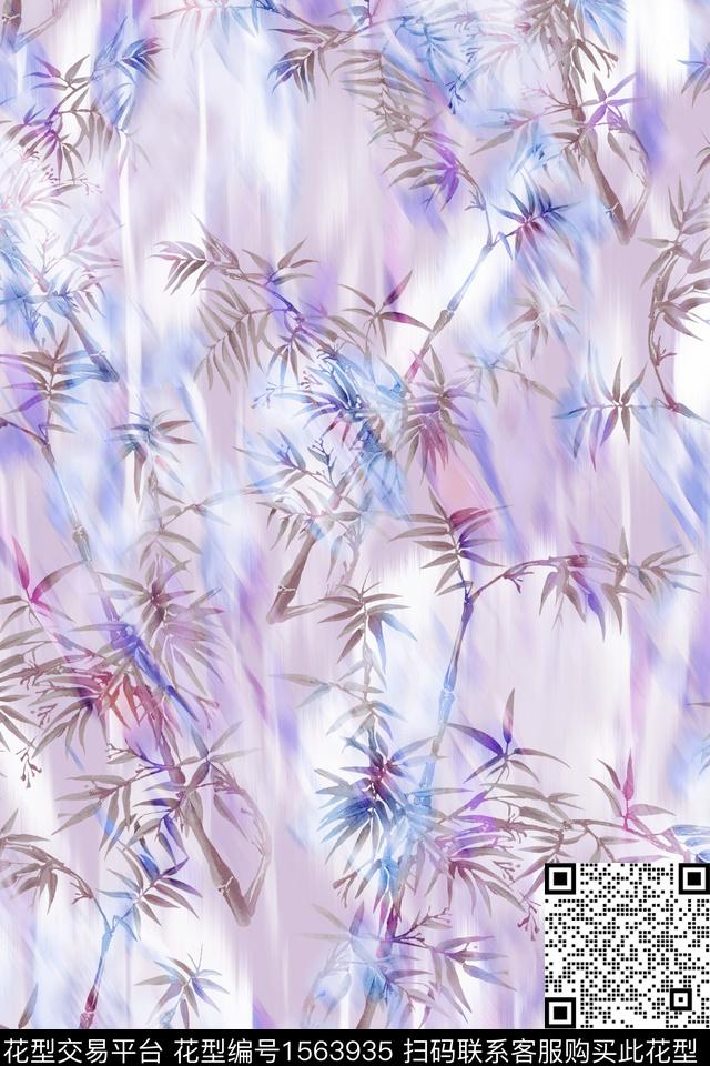 底纹水彩竹子数码印花华亿平台下载（图片编号: 1563935） - 瓦栏（Walan）