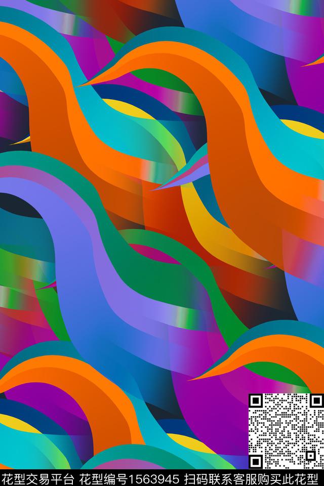 抽象色块数码印花华亿平台下载（图片编号: 1563945） - 瓦栏（Walan）