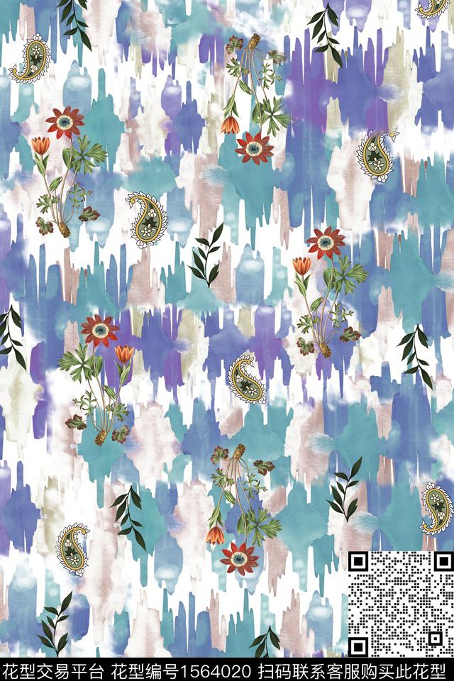 水彩涂鸦肌理数码印花华亿平台下载（图片编号: 1564020） - 瓦栏（Walan）