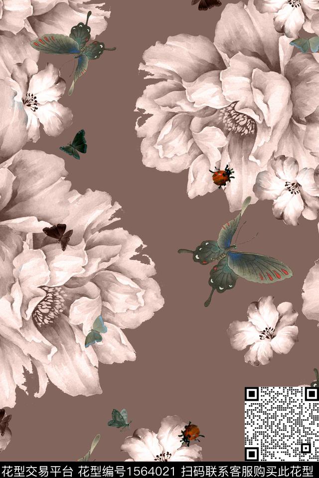 花卉大花跳接数码印花华亿平台下载（图片编号: 1564021） - 瓦栏（Walan）