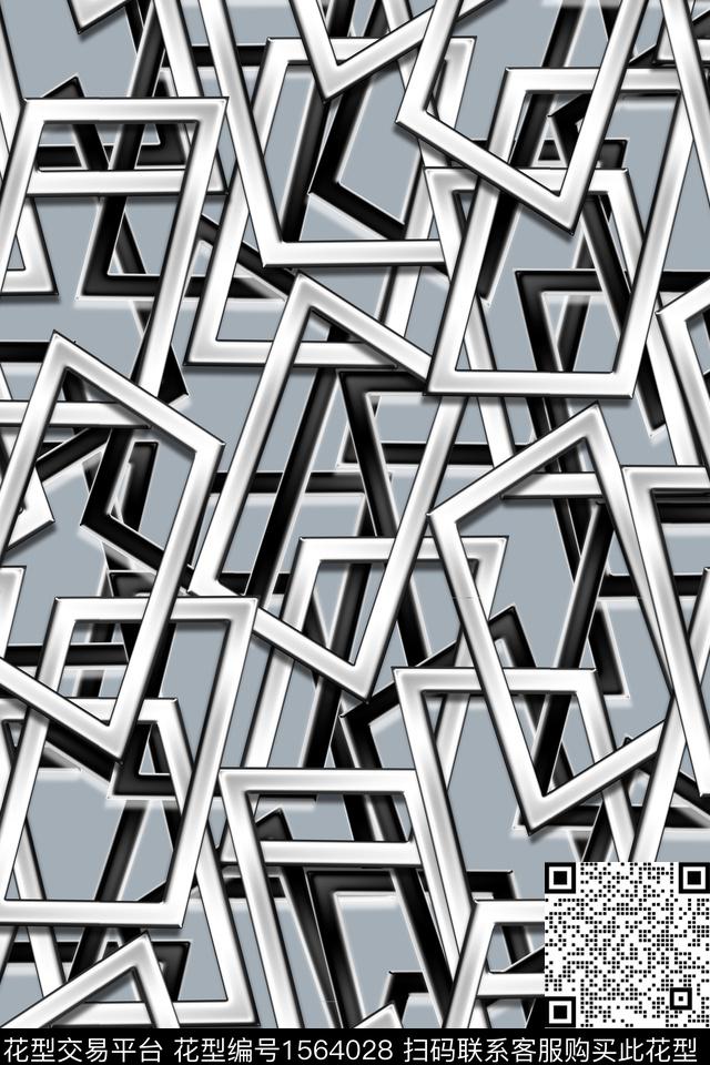 几何金属方框数码印花华亿平台下载（图片编号: 1564028） - 瓦栏（Walan）