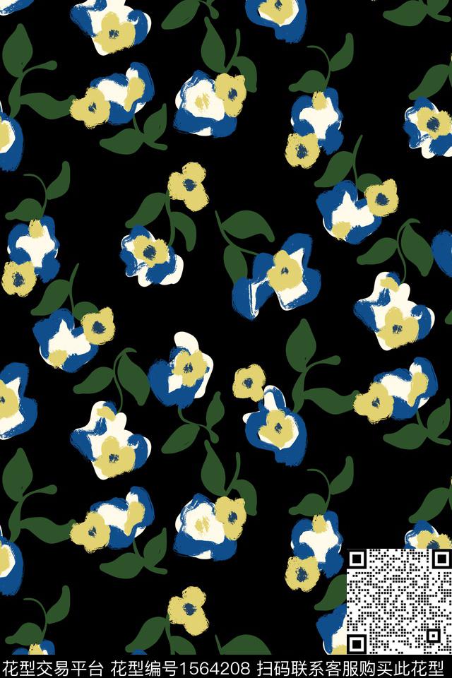 满版散花简约淑女数码印花华亿平台下载（图片编号: 1564208） - 瓦栏（Walan）