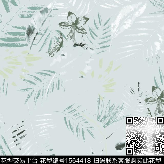 花卉叶子绿植树叶数码印花华亿平台下载（图片编号: 1564418） - 瓦栏（Walan）