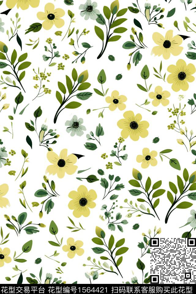 花卉水彩花卉小碎花数码印花华亿平台下载（图片编号: 1564421） - 瓦栏（Walan）