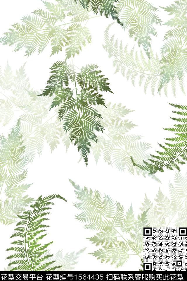 春夏华亿平台绿植树叶影花数码印花华亿平台下载（图片编号: 1564435） - 瓦栏（Walan）