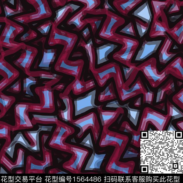 混合拼接几何条纹数码印花华亿平台下载（图片编号: 1564486） - 瓦栏（Walan）