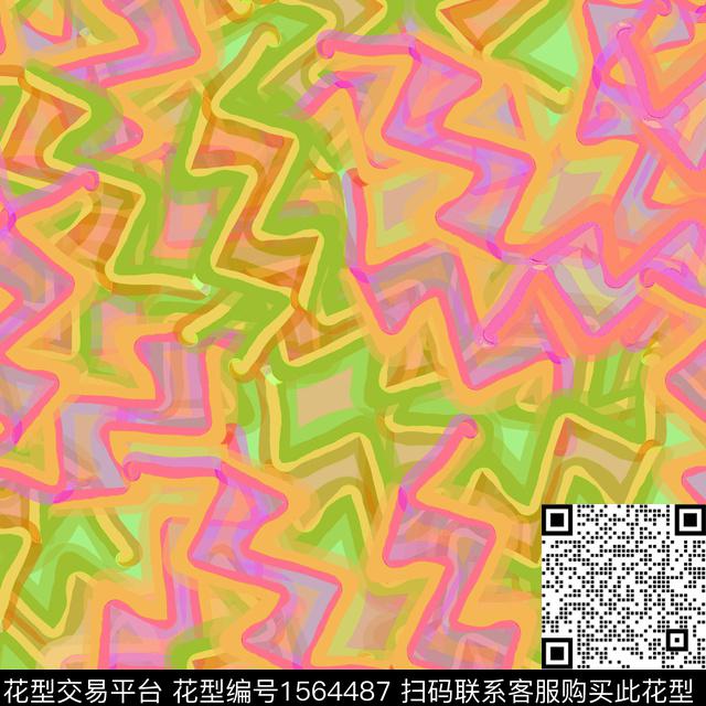 抽象条纹数码印花华亿平台下载（图片编号: 1564487） - 瓦栏（Walan）