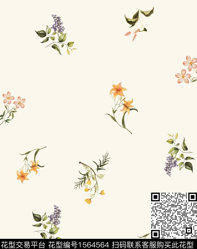 清爽花卉数码印花华亿平台下载（图片编号: 1564564） - 瓦栏（Walan）