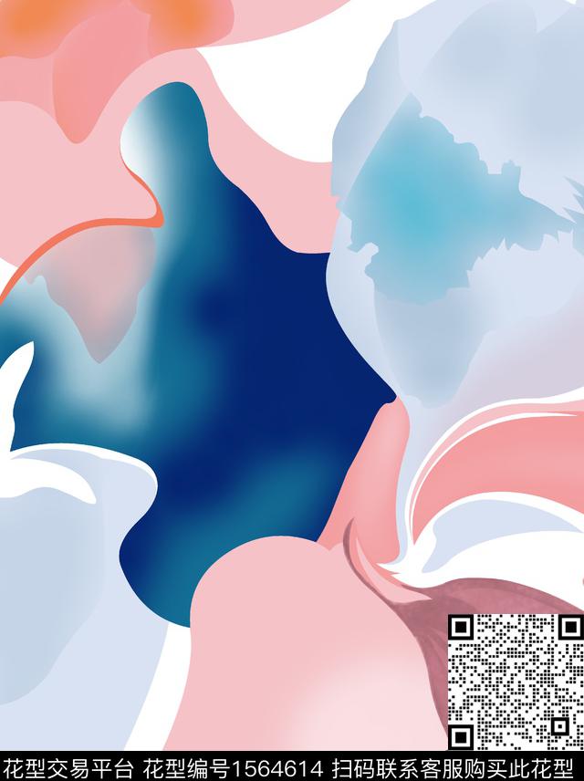 抽象渐变色块数码印花华亿平台下载（图片编号: 1564614） - 瓦栏（Walan）