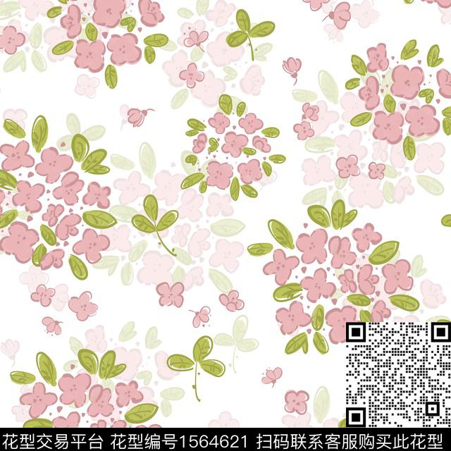 绿植树叶影花小碎花传统印花华亿平台下载（图片编号: 1564621） - 瓦栏（Walan）