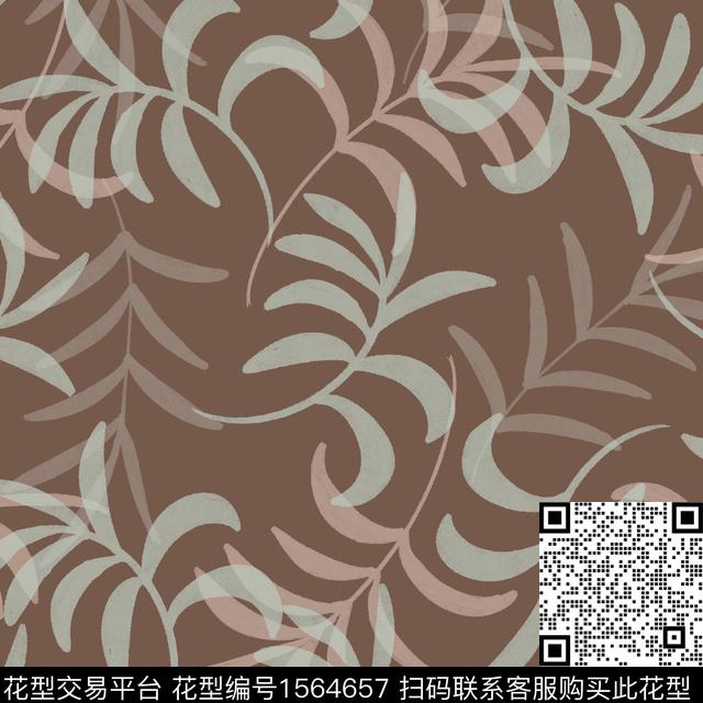 植物剪影绿植树叶传统印花华亿平台下载（图片编号: 1564657） - 瓦栏（Walan）