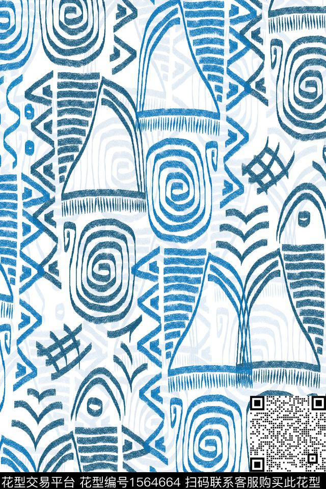 休闲抽象男装线条数码印花华亿平台下载（图片编号: 1564664） - 瓦栏（Walan）