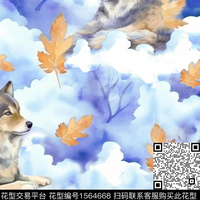 水彩叶子云朵数码印花华亿平台下载（图片编号: 1564668） - 瓦栏（Walan）