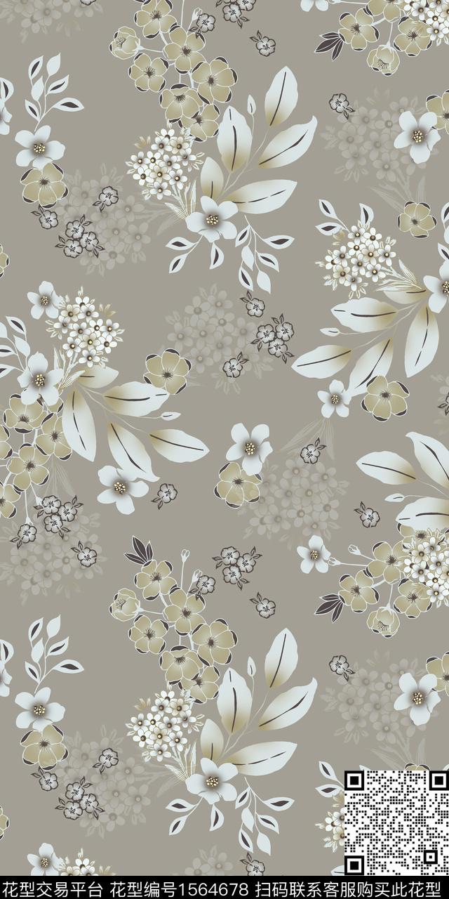 绿植树叶花卉矢量数码印花华亿平台下载（图片编号: 1564678） - 瓦栏（Walan）