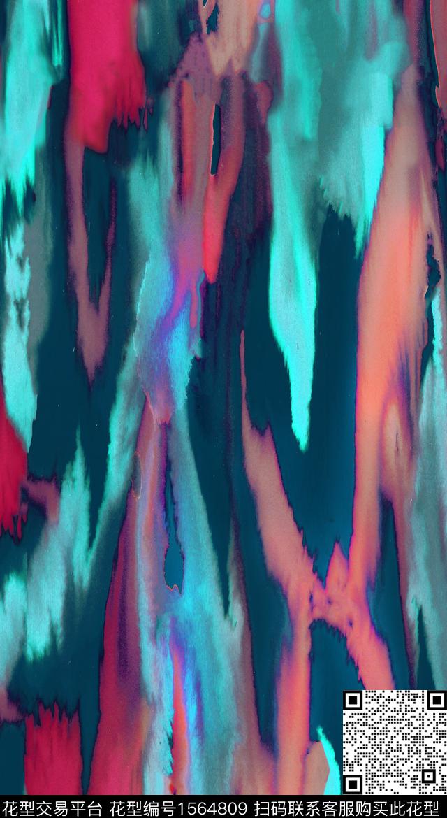 抽象水彩渐变数码印花华亿平台下载（图片编号: 1564809） - 瓦栏（Walan）