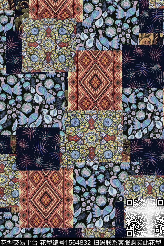 民族风拼接数码印花华亿平台下载（图片编号: 1564832） - 瓦栏（Walan）