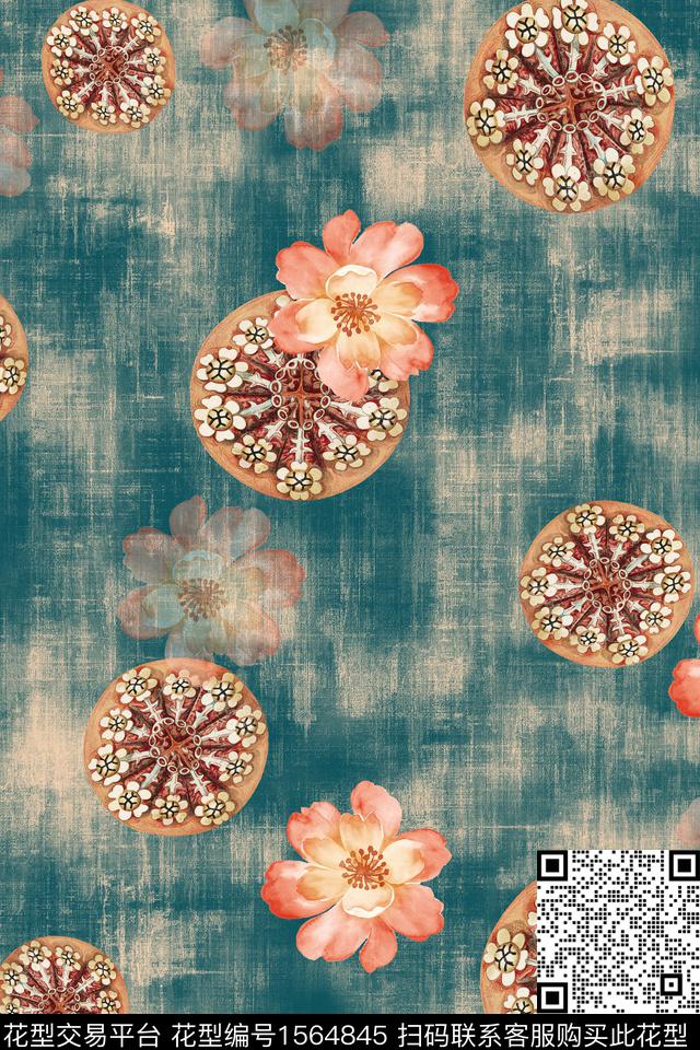 肌理底纹花卉数码印花华亿平台下载（图片编号: 1564845） - 瓦栏（Walan）