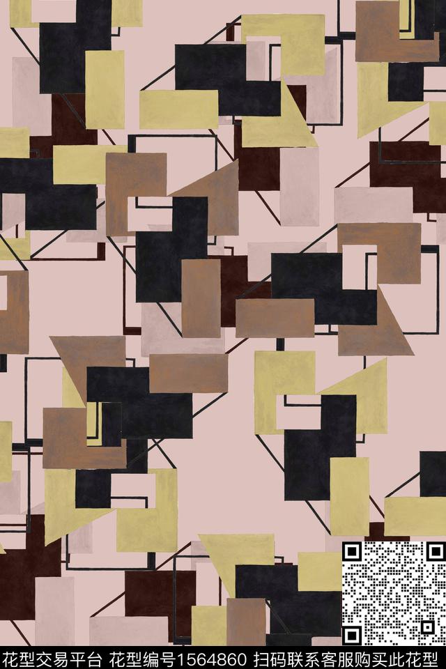 几何线条数码印花华亿平台下载（图片编号: 1564860） - 瓦栏（Walan）