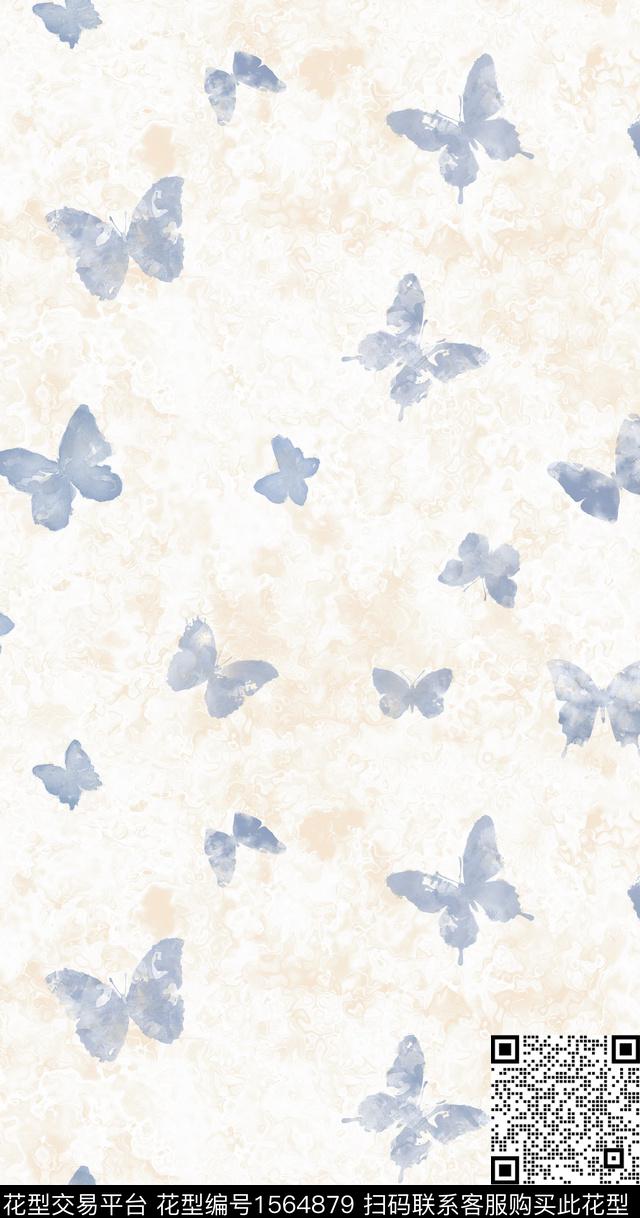 肌理底纹蝴蝶数码印花华亿平台下载（图片编号: 1564879） - 瓦栏（Walan）