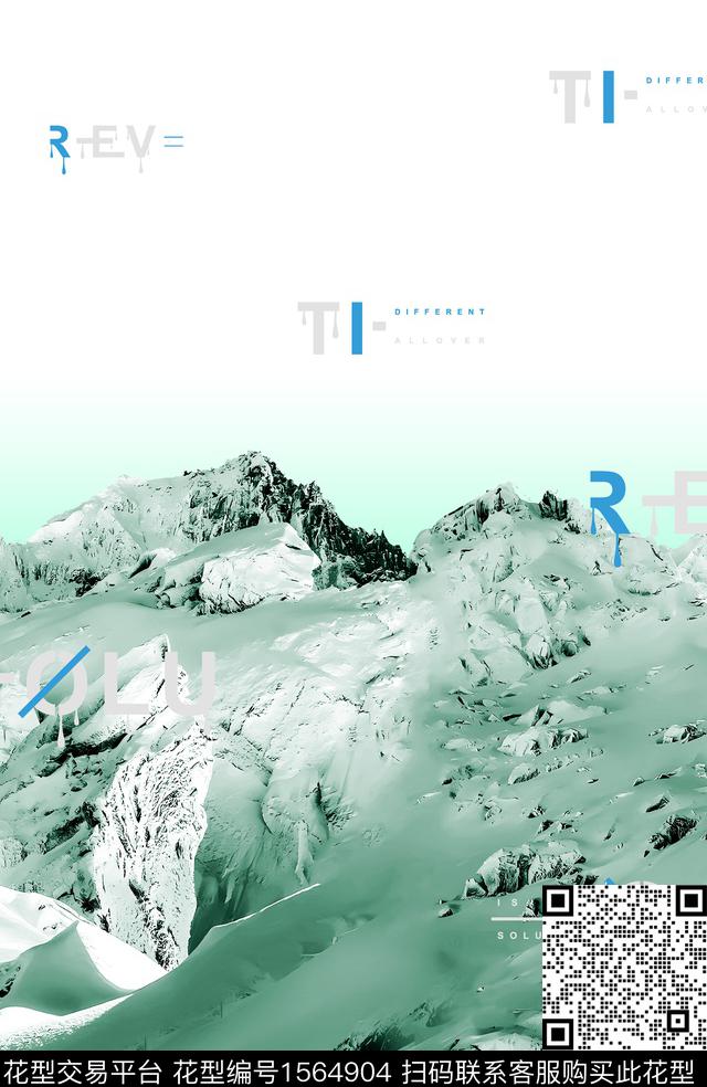 抽象男装雪山定位花数码印花华亿平台下载（图片编号: 1564904） - 瓦栏（Walan）