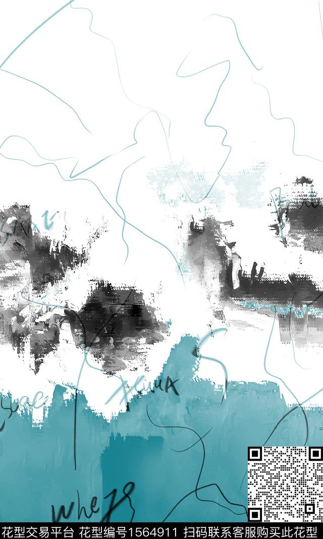 线条字母定位数码印花华亿平台下载（图片编号: 1564911） - 瓦栏（Walan）