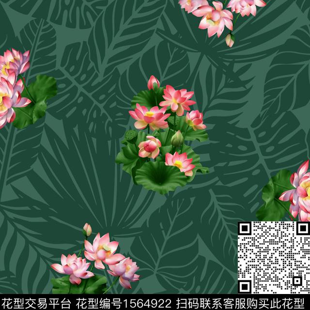 花卉叶子热带数码印花华亿平台下载（图片编号: 1564922） - 瓦栏（Walan）