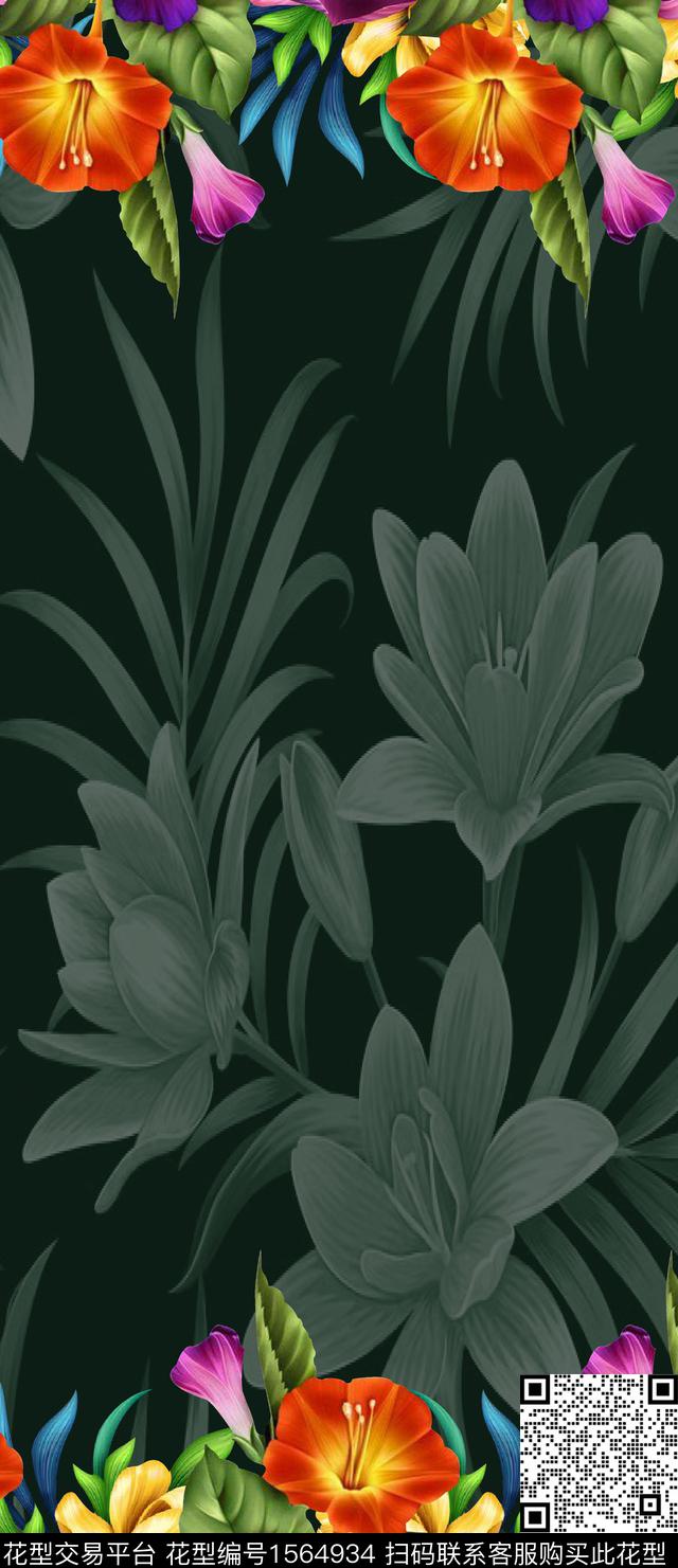 定位花卉大花数码印花华亿平台下载（图片编号: 1564934） - 瓦栏（Walan）