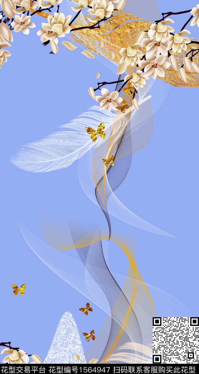 双边定位花卉定位花数码印花华亿平台下载（图片编号: 1564947） - 瓦栏（Walan）