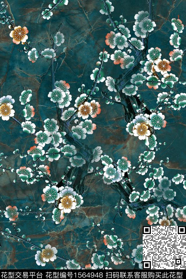 底纹花卉梅花数码印花华亿平台下载（图片编号: 1564948） - 瓦栏（Walan）
