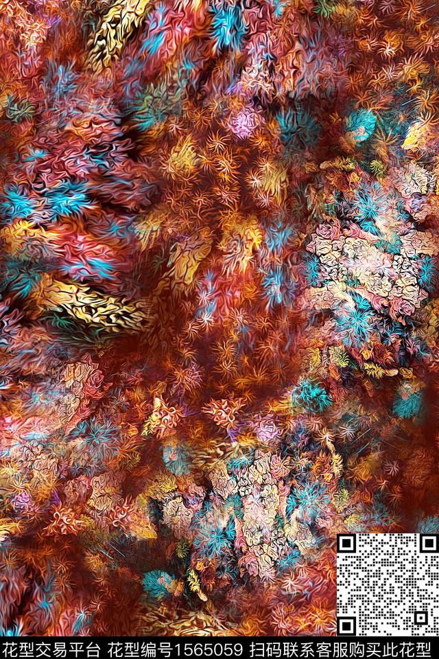肌理抽象数码印花华亿平台下载（图片编号: 1565059） - 瓦栏（Walan）