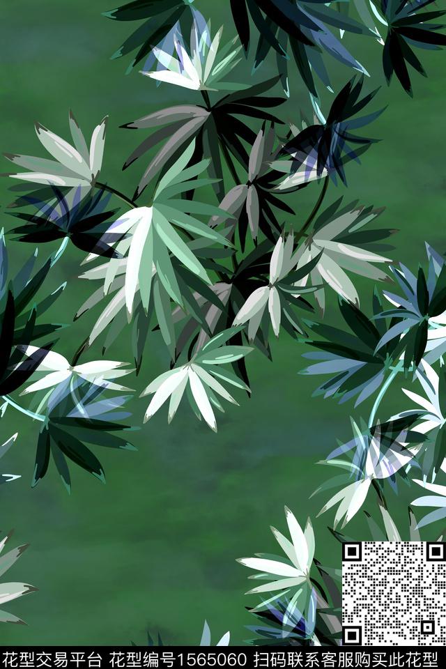 底纹叶子数码印花华亿平台下载（图片编号: 1565060） - 瓦栏（Walan）
