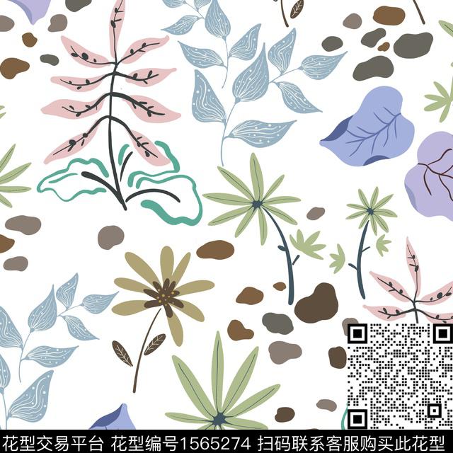 植物简约花卉传统印花华亿平台下载（图片编号: 1565274） - 瓦栏（Walan）