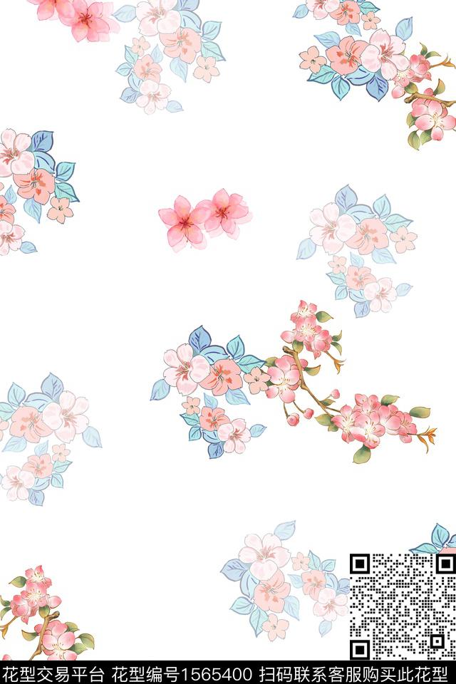 小清新休闲花卉数码印花华亿平台下载（图片编号: 1565400） - 瓦栏（Walan）