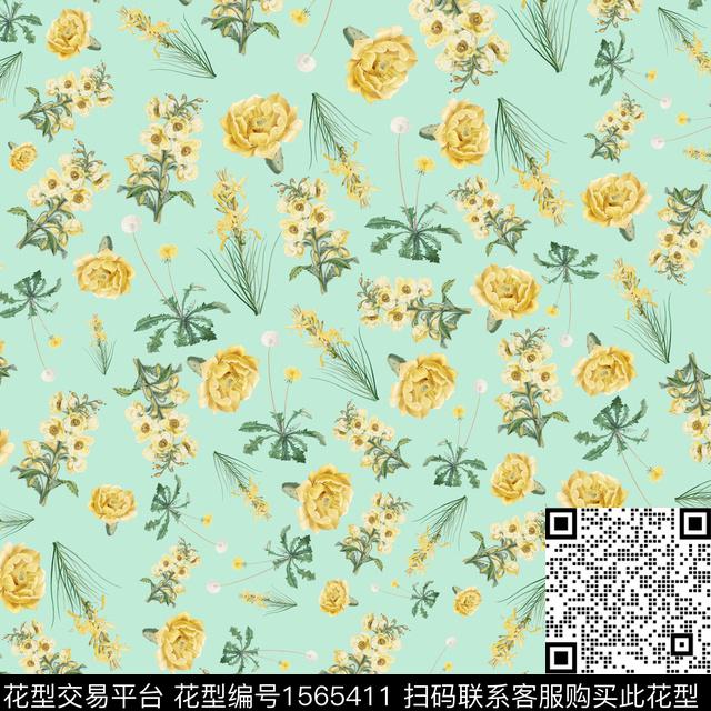 小碎花夏日薄荷曼波数码印花华亿平台下载（图片编号: 1565411） - 瓦栏（Walan）