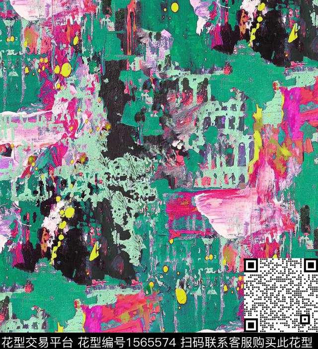 抽象肌理油画数码印花华亿平台下载（图片编号: 1565574） - 瓦栏（Walan）