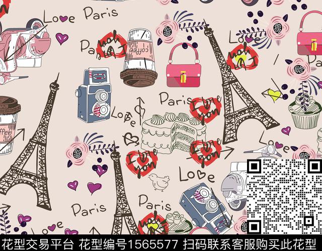 趣味建筑铁塔数码印花华亿平台下载（图片编号: 1565577） - 瓦栏（Walan）