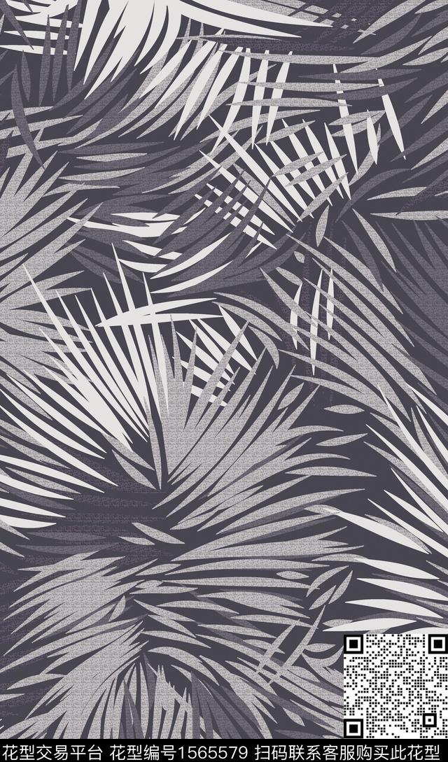 抽象叶子肌理数码印花华亿平台下载（图片编号: 1565579） - 瓦栏（Walan）