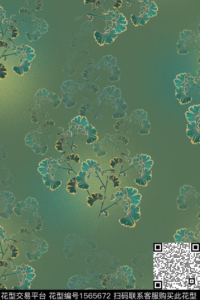 肌理花卉中国风数码印花华亿平台下载（图片编号: 1565672） - 瓦栏（Walan）