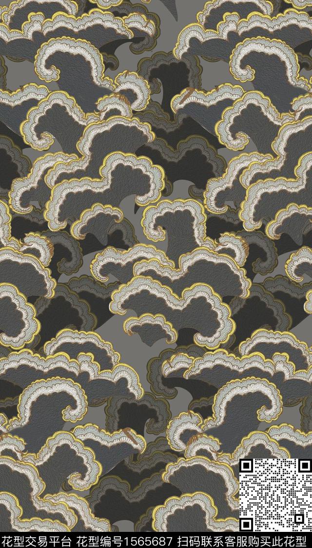 祥云中国风数码印花华亿平台下载（图片编号: 1565687） - 瓦栏（Walan）