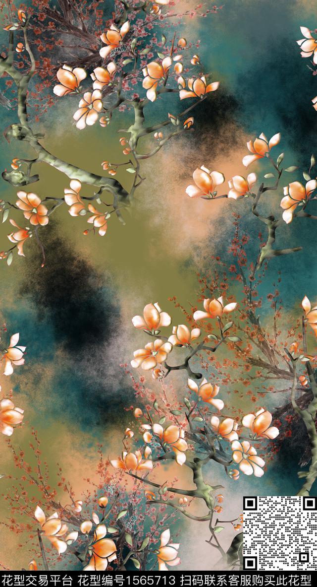 中老年女装花卉中国风数码印花华亿平台下载（图片编号: 1565713） - 瓦栏（Walan）