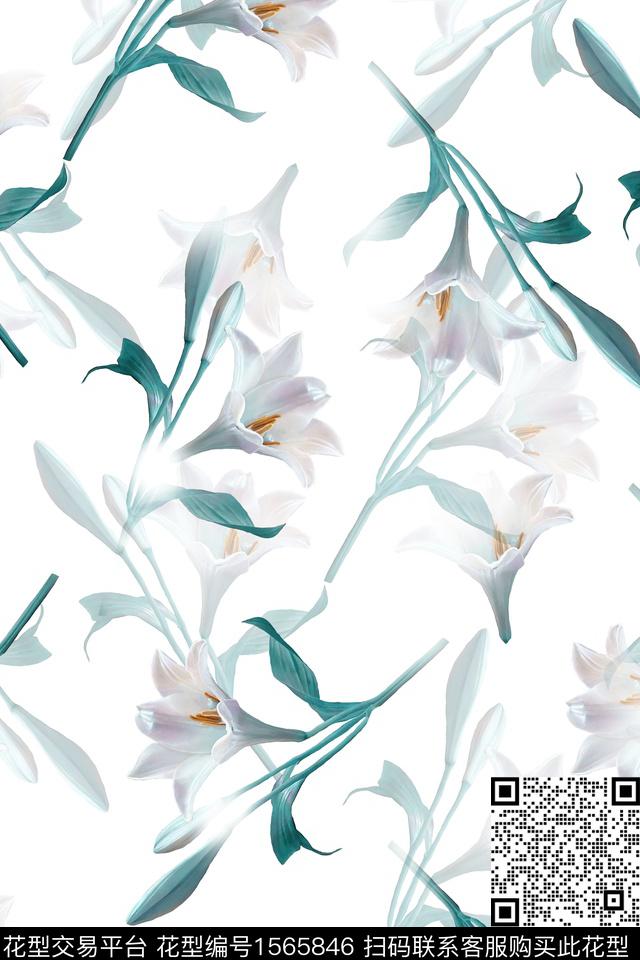 小清新年轻女性花卉数码印花华亿平台下载（图片编号: 1565846） - 瓦栏（Walan）