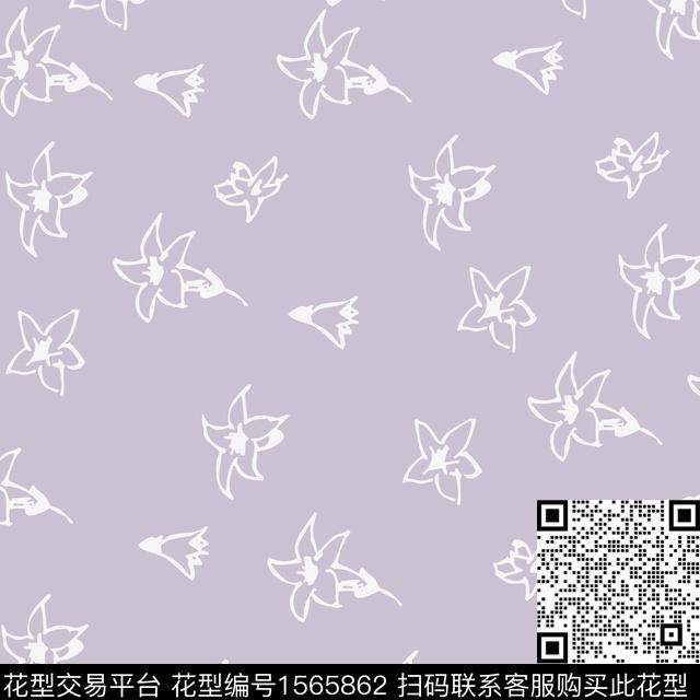 简约线条花花卉传统印花华亿平台下载（图片编号: 1565862） - 瓦栏（Walan）