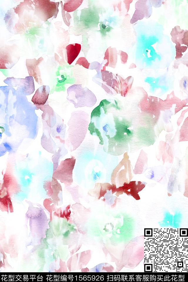 水彩花卉抽象花卉花卉数码印花华亿平台下载（图片编号: 1565926） - 瓦栏（Walan）