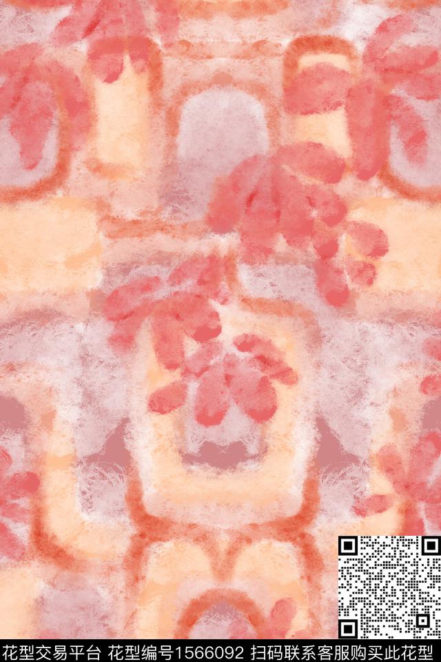 花卉肌理几何数码印花华亿平台下载（图片编号: 1566092） - 瓦栏（Walan）